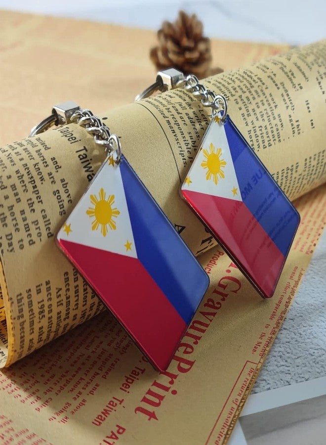 QQSD Philippines Flag Keychain Filipino Key Ring, 2 Pack - Image 3